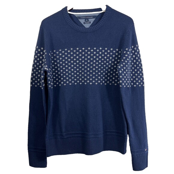 Vintage Tommy Hilfiger Men's Lambs Wool Blend Navy Grandpa Golf Sweater Size M - Picture 1 of 12